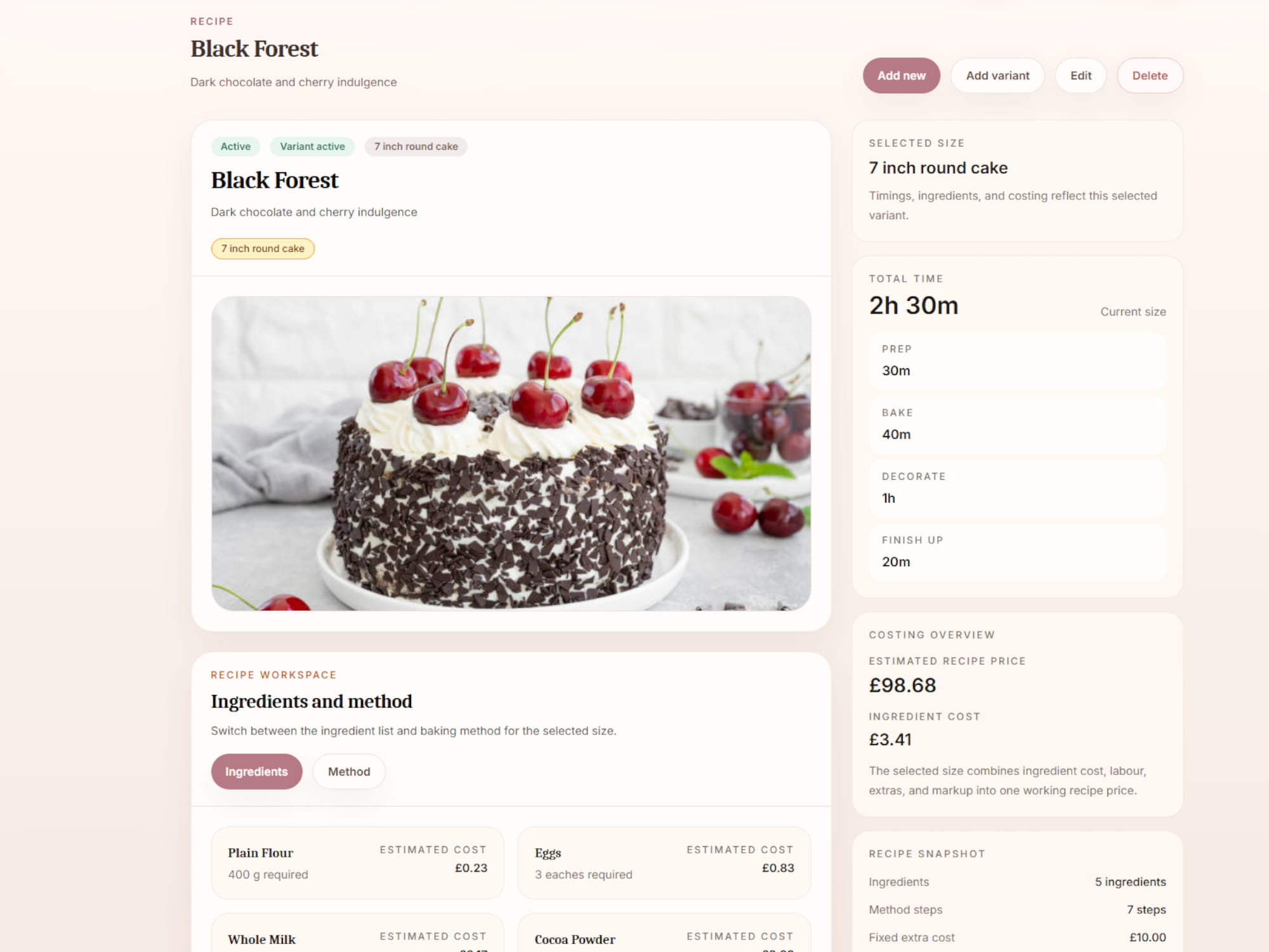 BatterBee recipe library screen