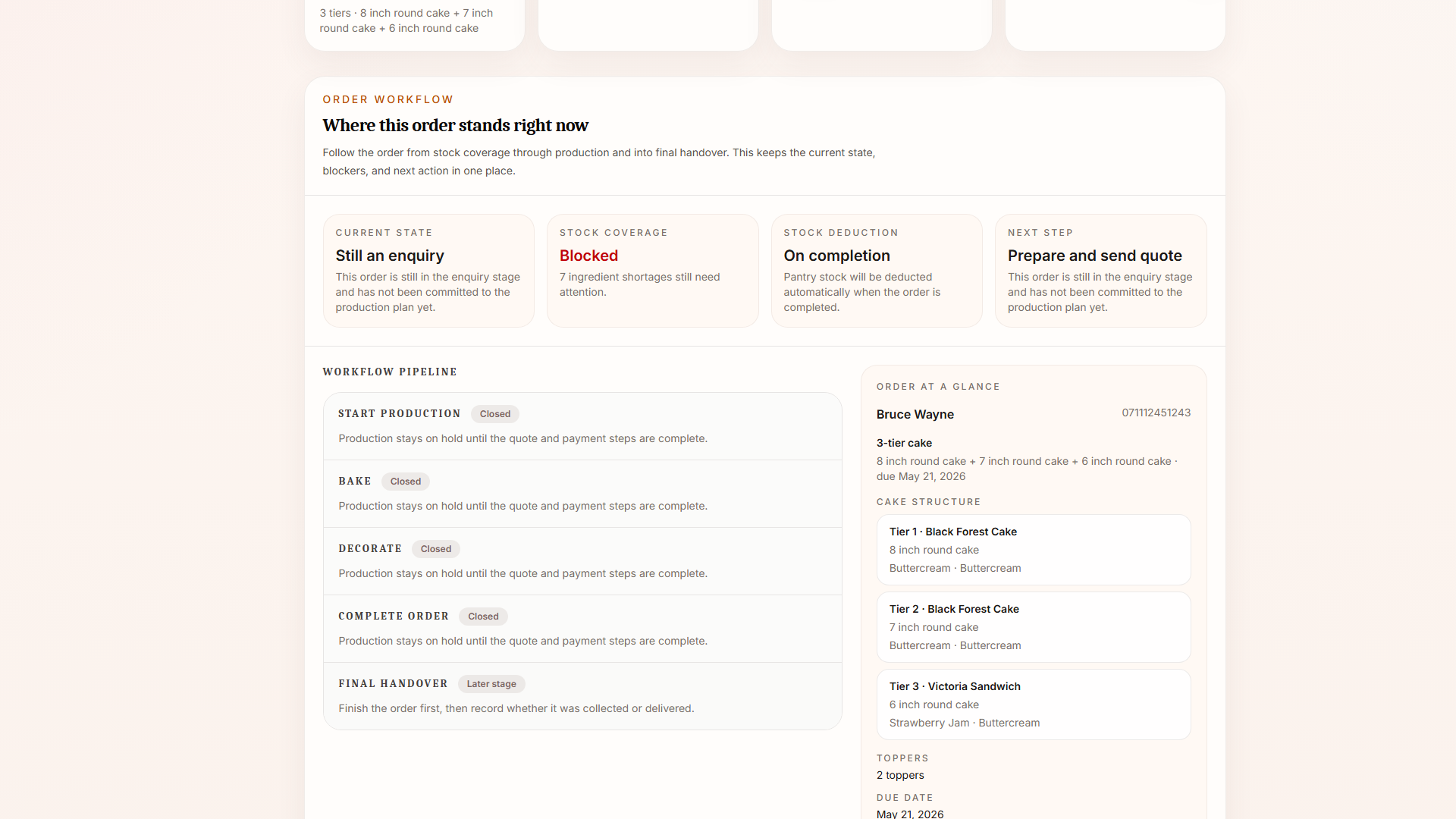 BatterBee order workflow pipeline