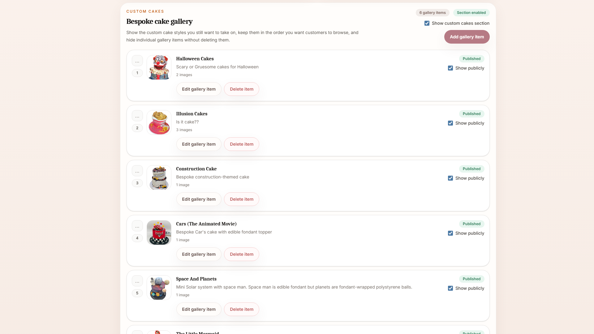 BatterBee custom cake storefront management