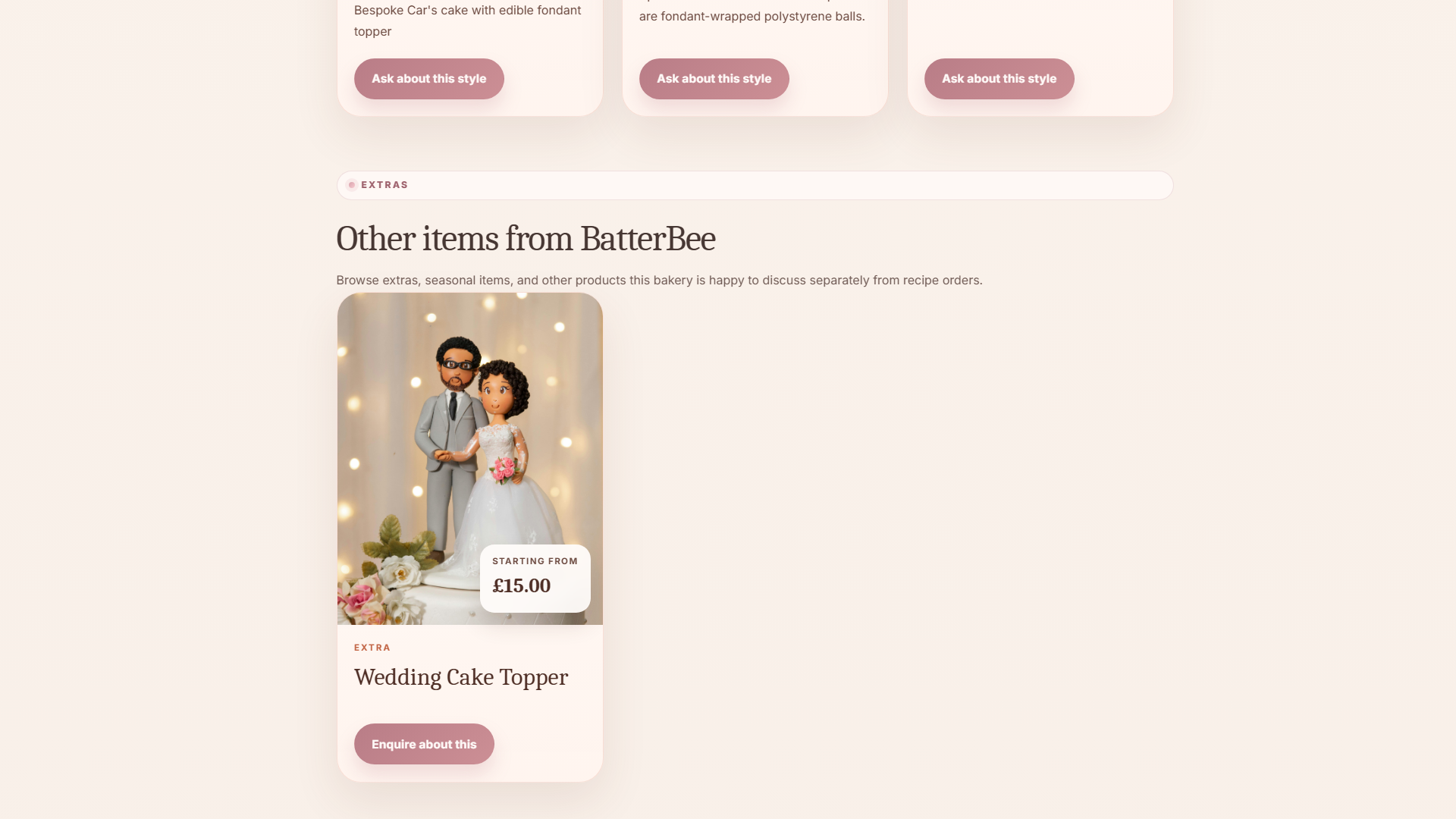BatterBee public storefront extras section