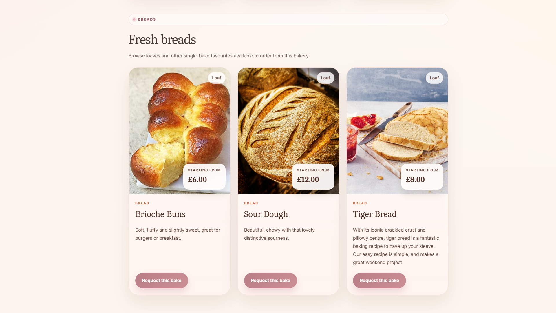 BatterBee public storefront breads section